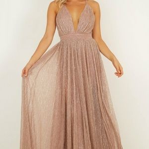 Showpo Simply Perfection Maxi Dress In Blush Lurex